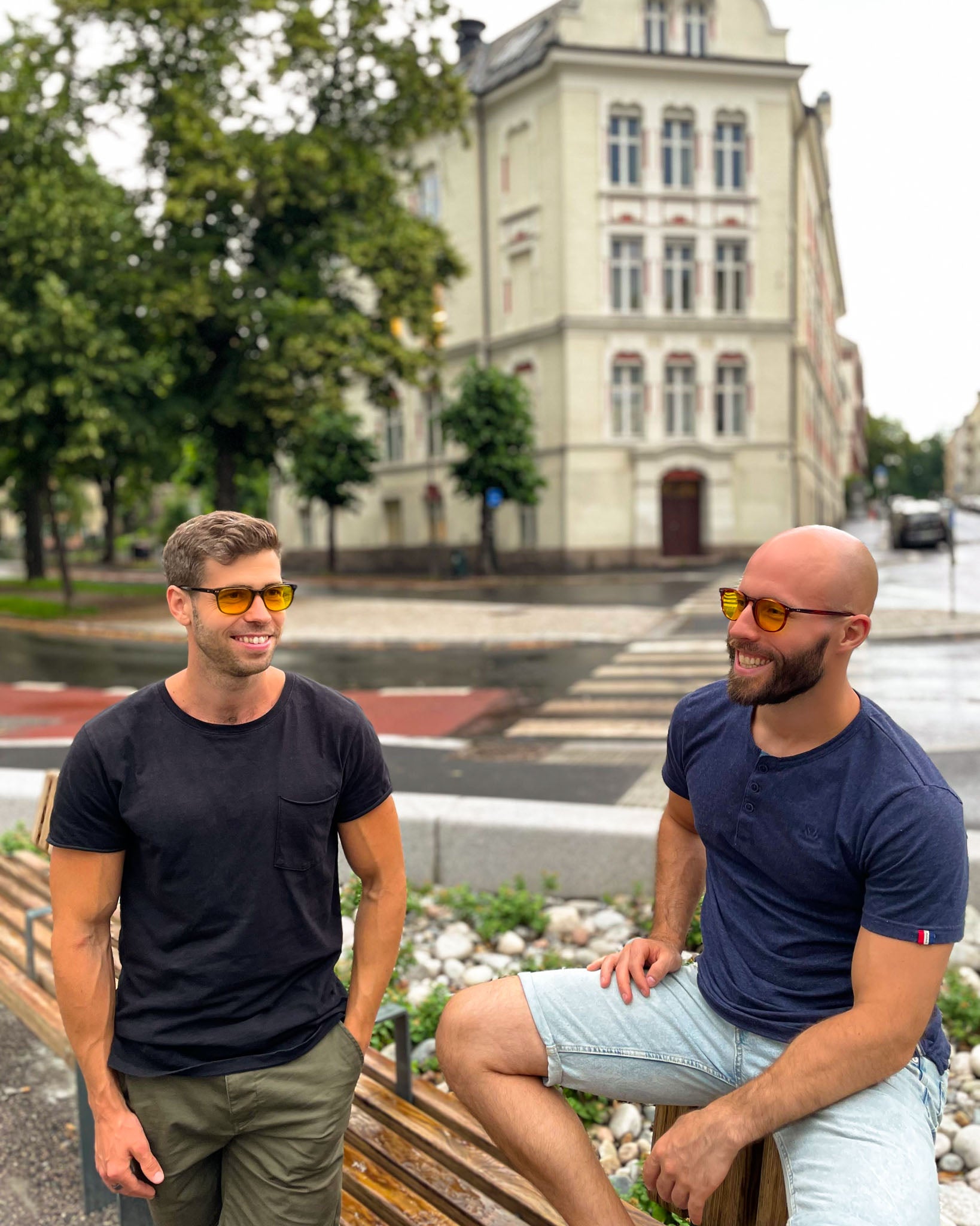 The Norwegian founders of Filter Optix, Robin and Hendrik, wearing Filter Optix blue light glasses
