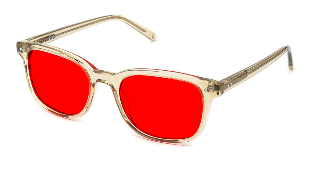 Cedar Silver Thyme Red sleeping glasses viewed from side