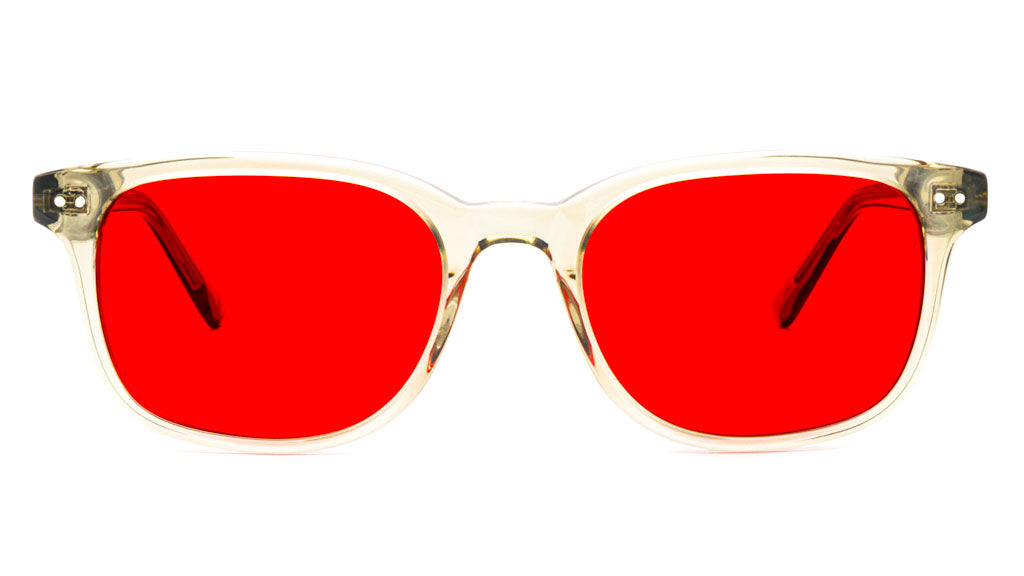 Cedar Silver Thyme Red blue blocking glasses viewed from front