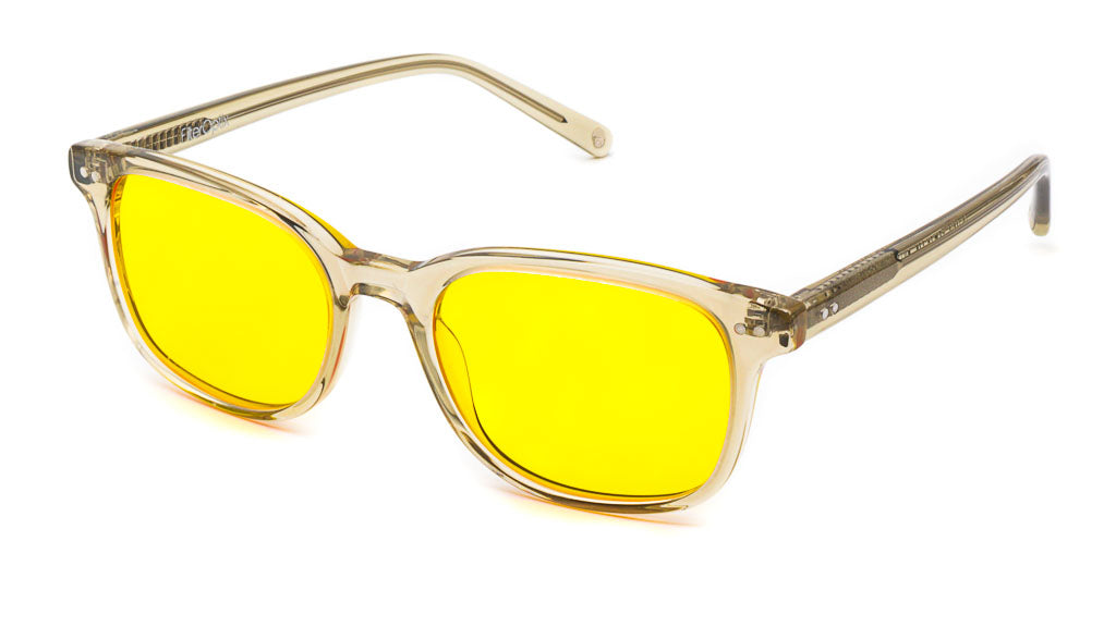 Cedar Silver Thyme Yellow mood boosting glasses viewed from side
