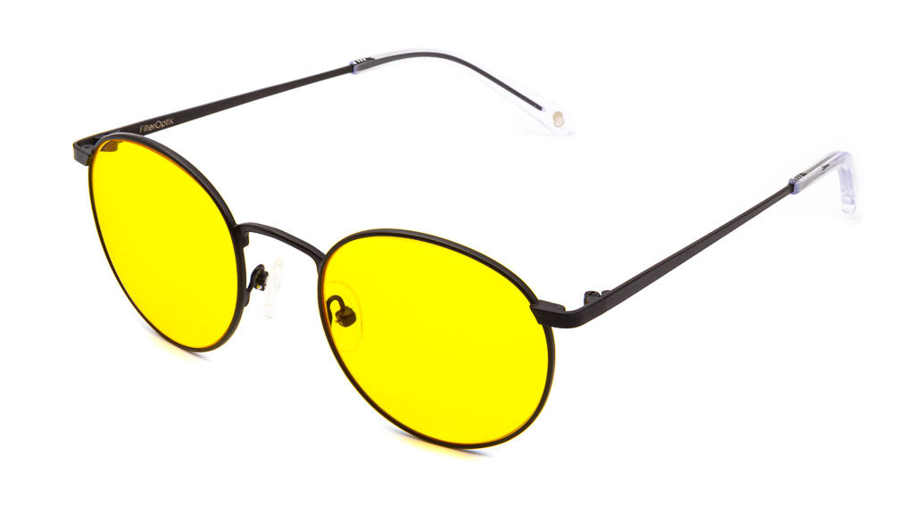Mesi Black Yellow blue light glasses viewed from front