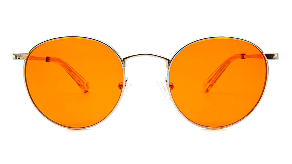 Mesi Silver Orange blue blocking glasses viewed from front