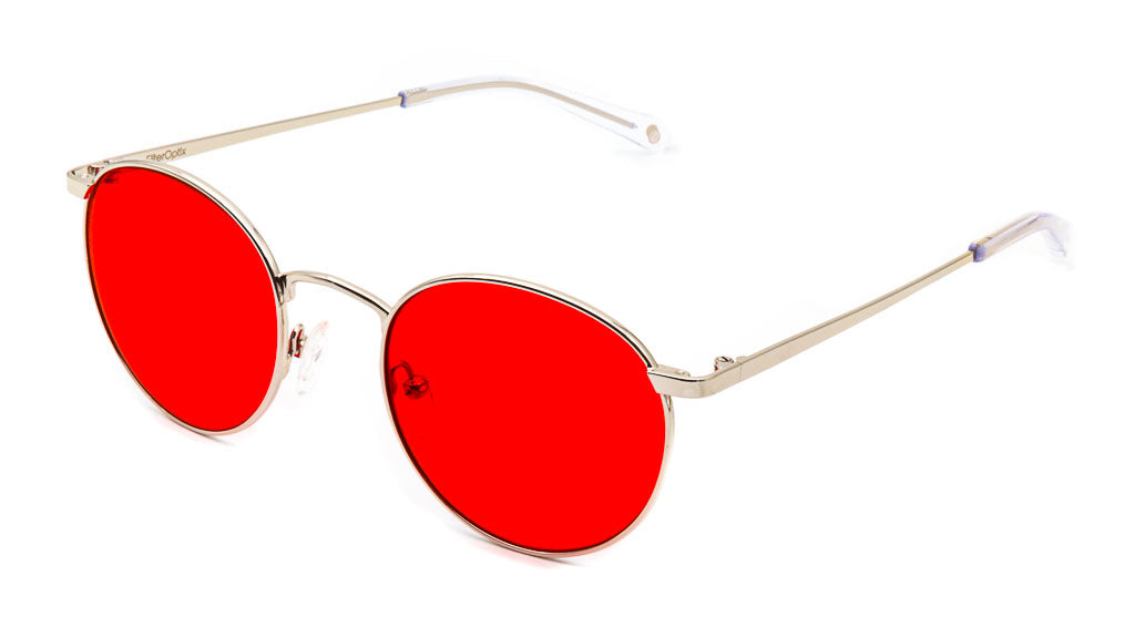 Mesi Silver Red sleeping glasses viewed from side