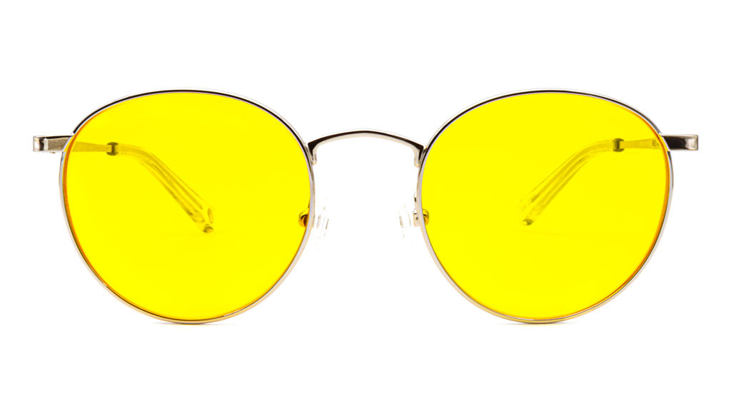 Mesi Silver Yellow blue blocking glasses viewed from front
