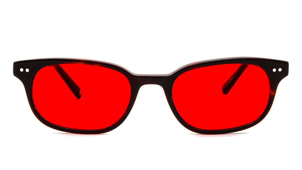 Sage Cocoa Red blue light glasses viewed from front