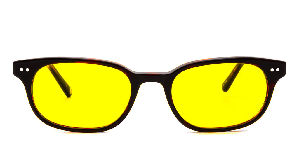 Sage Cocoa Yellow blue light glasses viewed from front