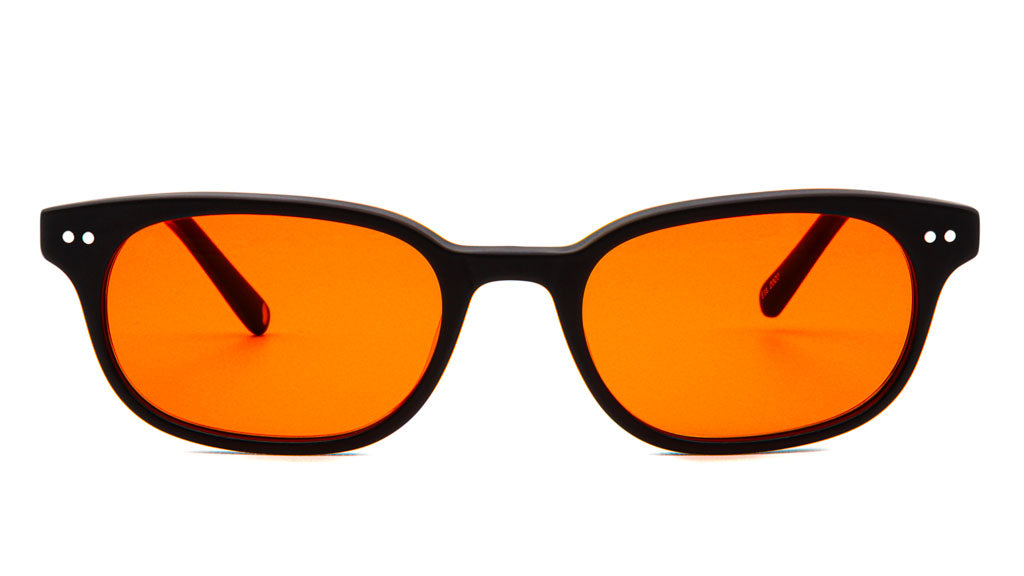 Sage Matte Black Orange blue blocking glasses viewed from front