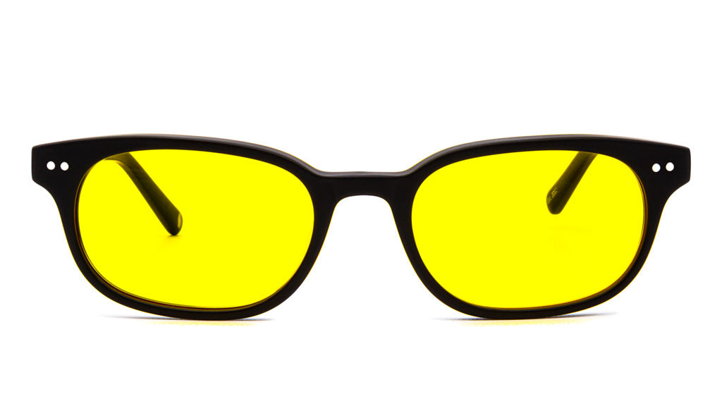 Sage Matte Black Yellow blue blocking glasses viewed from front