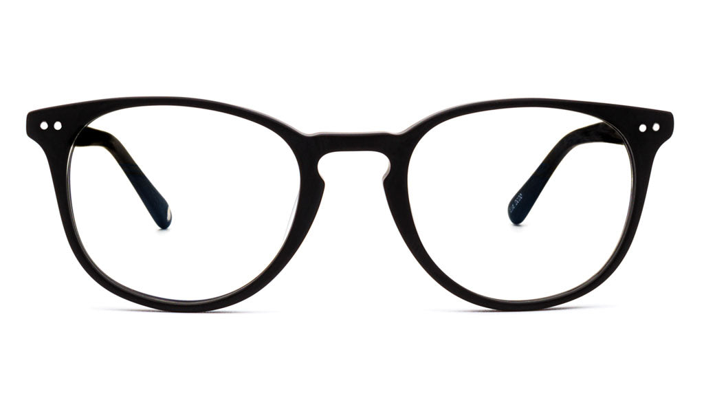 Ventus Matte Black Clear blue blocking glasses viewed from front
