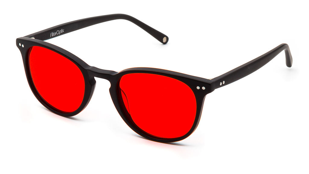 Ventus Matte Black Red sleeping glasses viewed from side